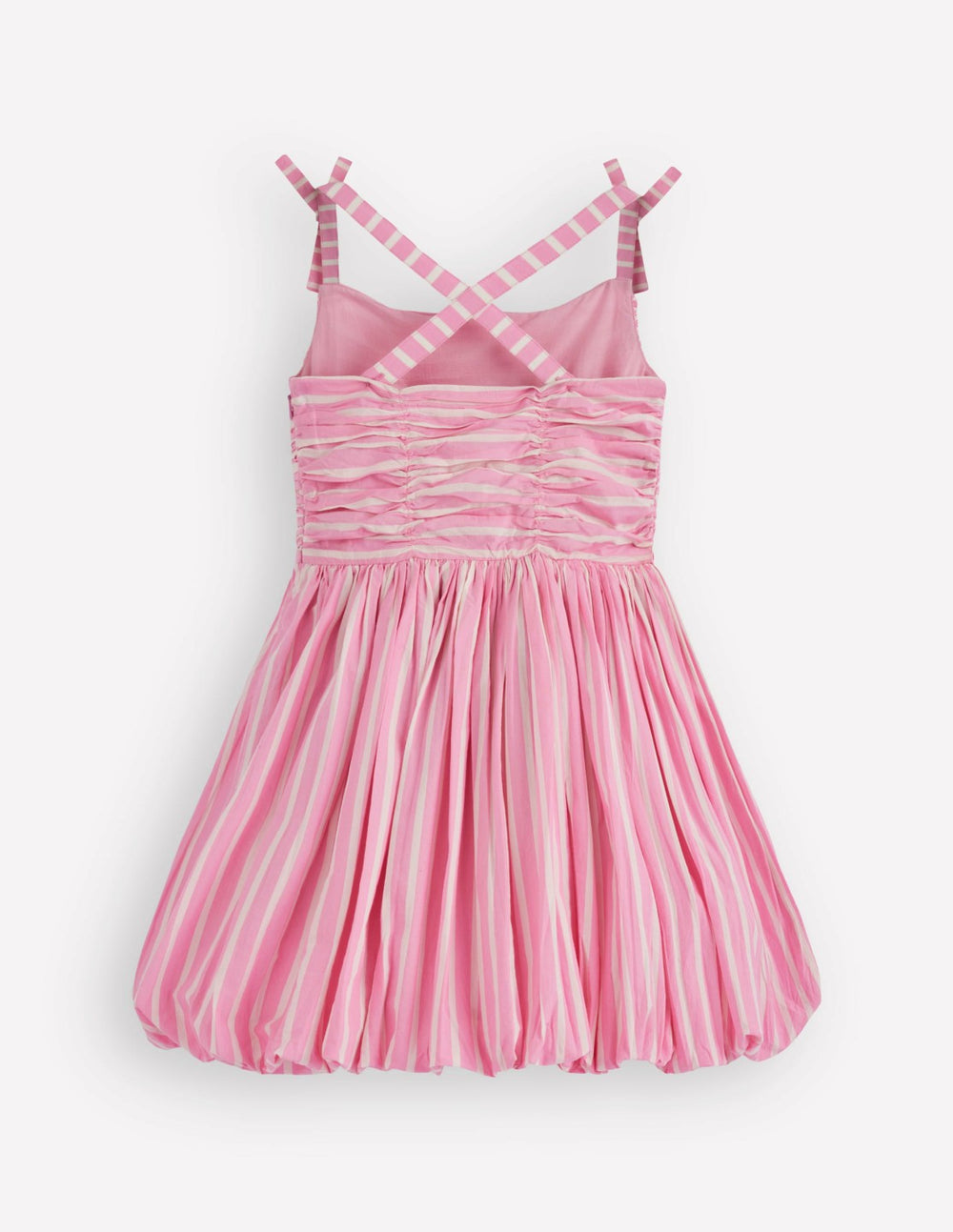 Ruched Bodice Bubble Dress-Formica Pink Stripe / Boden