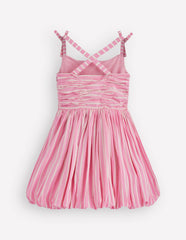 Ruched Bodice Bubble Dress-Formica Pink Stripe / Boden