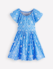 Flutter Sleeve Twirly Dress-Cabana Blue Mermaids / Boden Outlet
