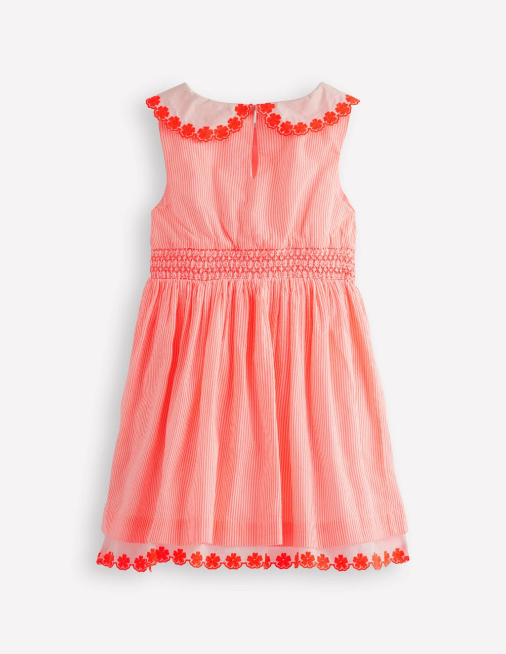 Nostalgic Broderie Dress-Neon Coral Seersucker / Boden us