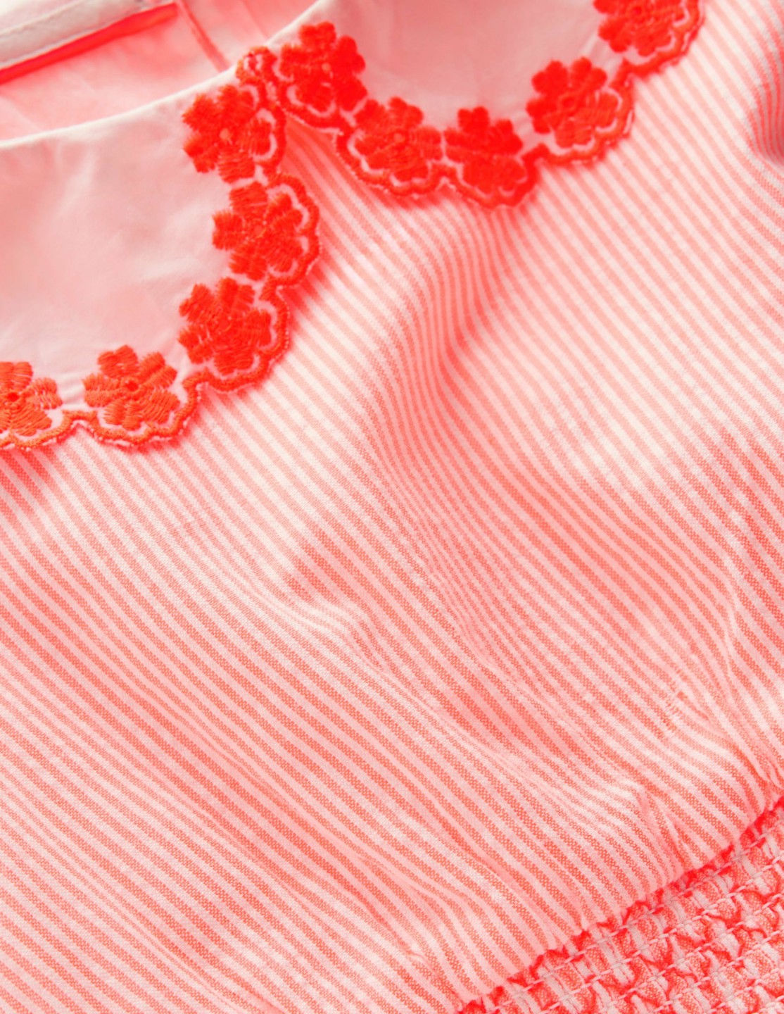 Nostalgic Broderie Dress-Neon Coral Seersucker / Boden us