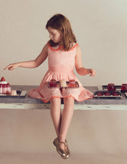 Nostalgic Broderie Dress-Neon Coral Seersucker / Boden us