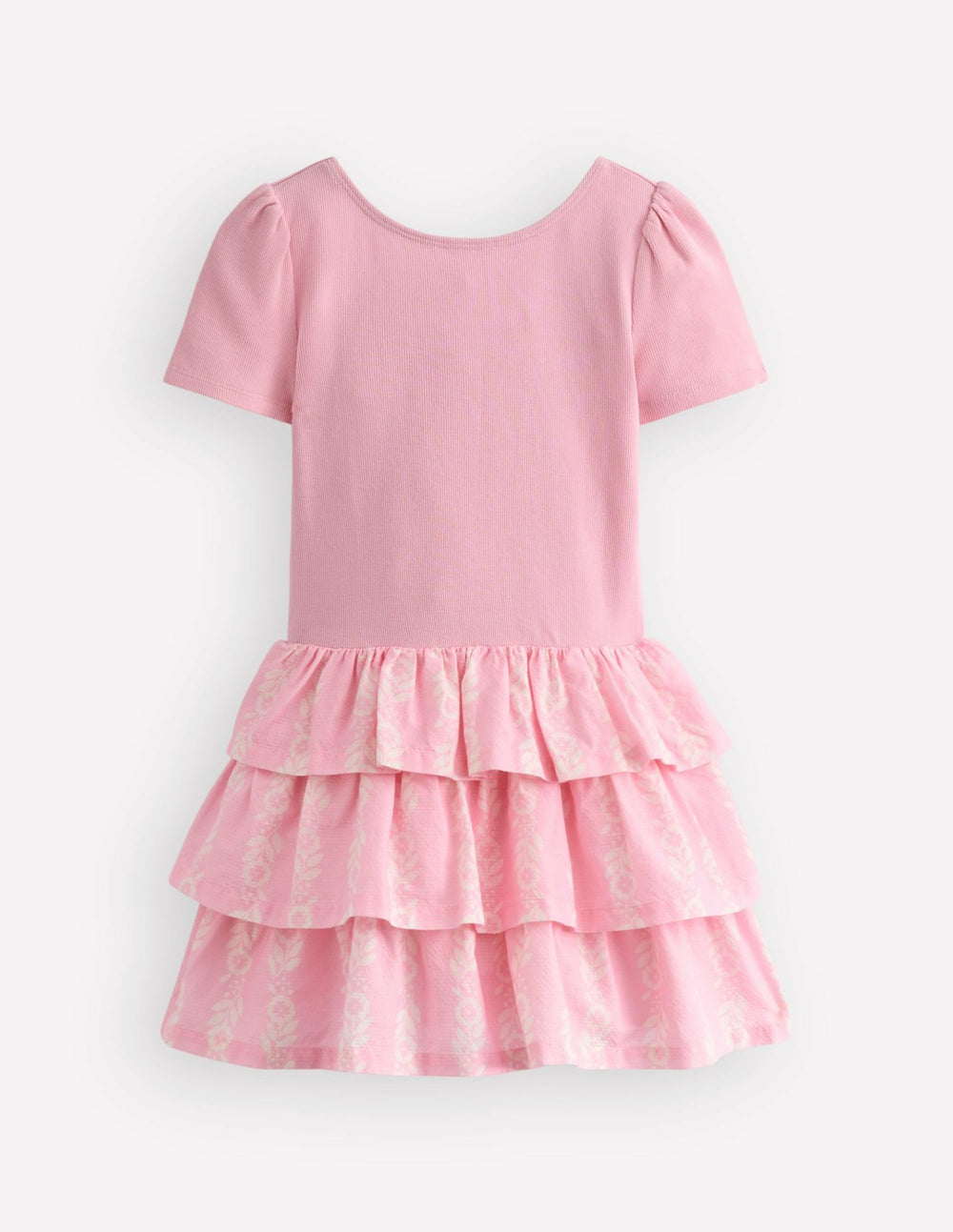 Short Sleeve Jersey RaRa Dress-Blossom Pink Flower Vine / Boden