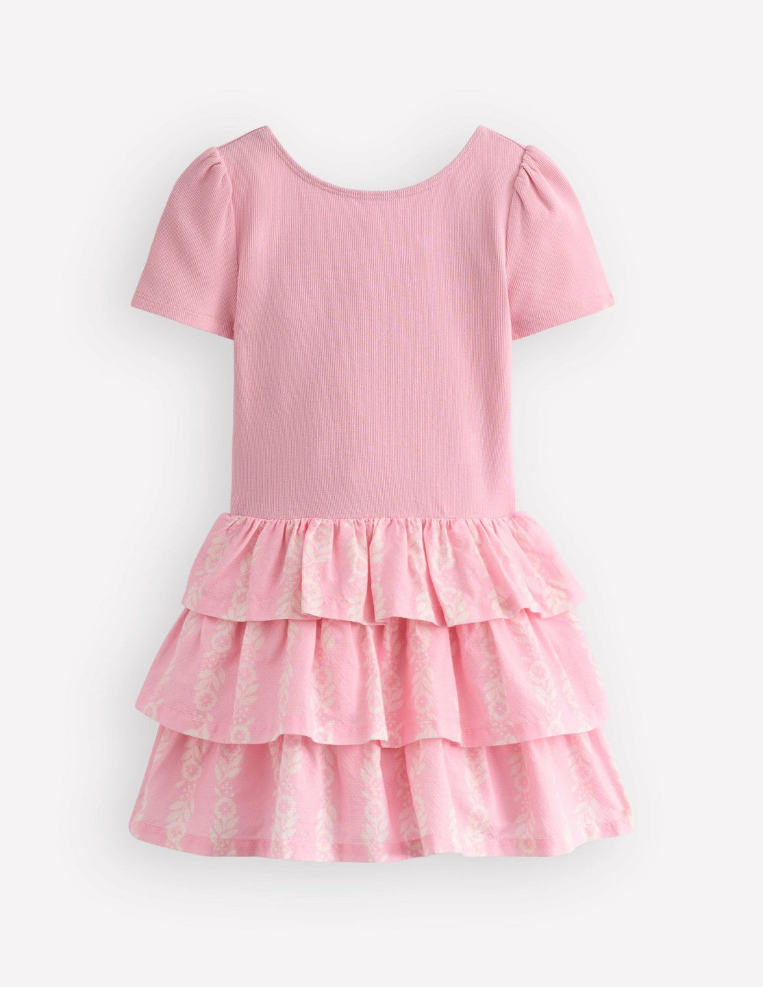 Short Sleeve Jersey RaRa Dress-Blossom Pink Flower Vine / Boden