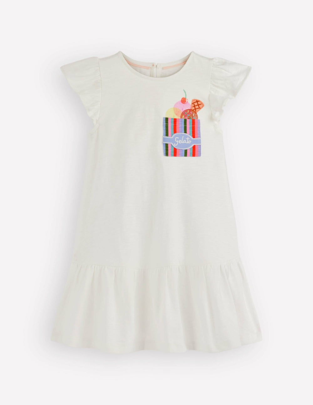 Logo Pocket Jersey Dress-Soft Ivory Ice Cream / Boden Online