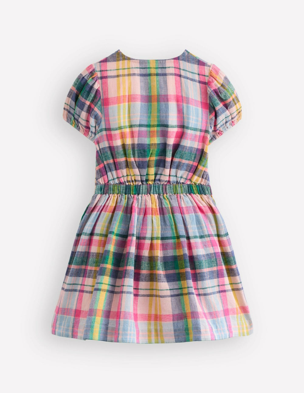 Tie Front Woven Dress-Blue, Pink and Green Check / Boden Outlet