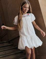 Drop Waist Bubble Dress-Soft Ivory Embroidery / Boden