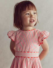 Ric Rac Trim Flutter Dress-Red Stripe / Boden Sale