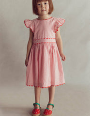 Ric Rac Trim Flutter Dress-Red Stripe / Boden Sale