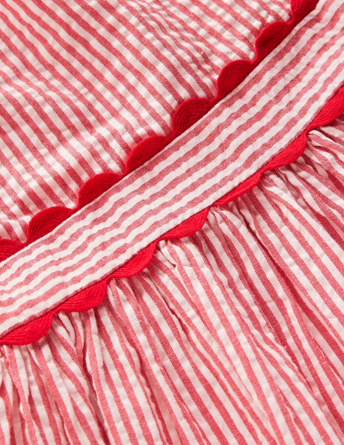 Ric Rac Trim Flutter Dress-Red Stripe / Boden Sale