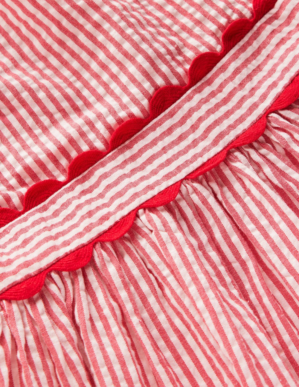 Ric Rac Trim Flutter Dress-Red Stripe / Boden Sale