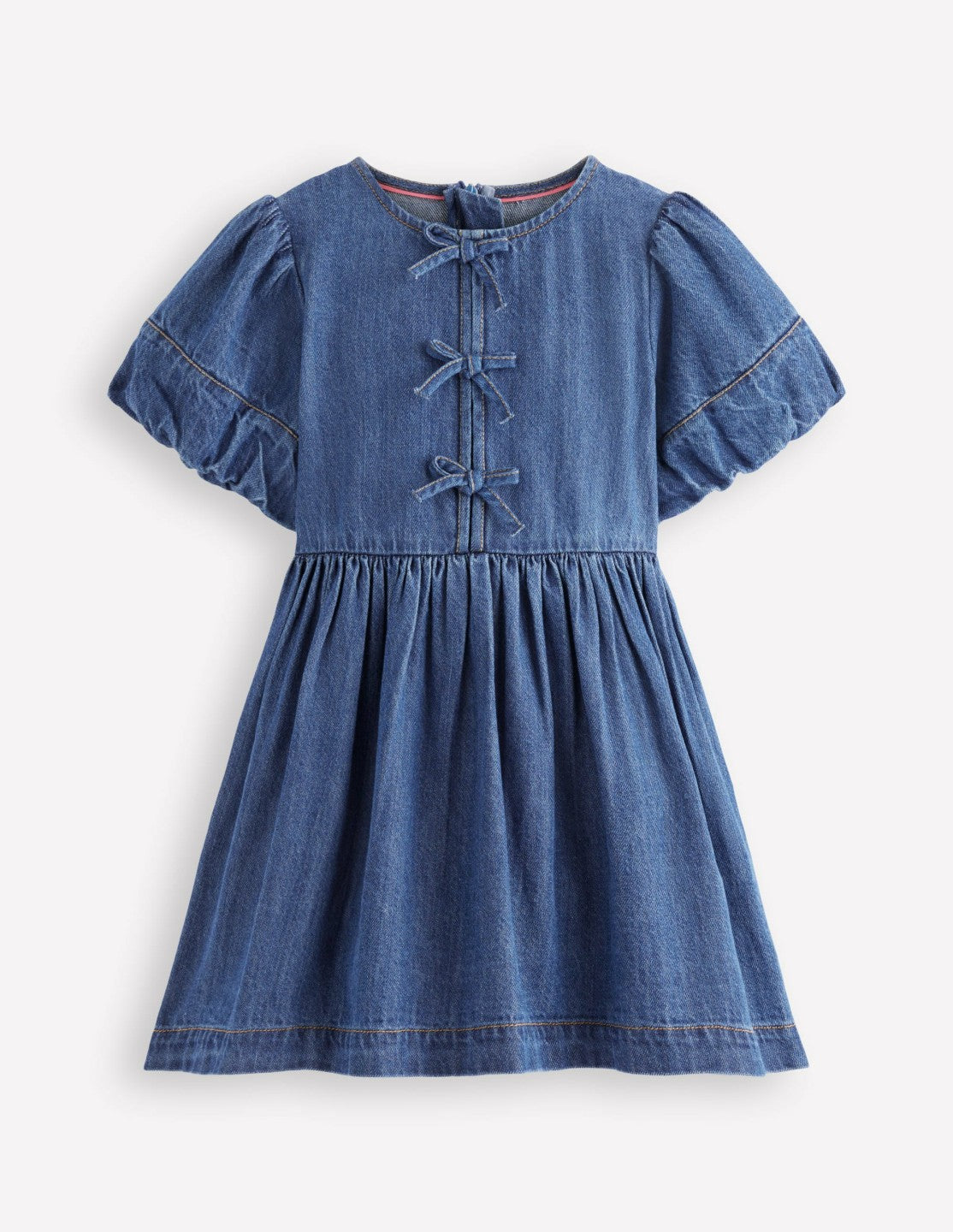 Bow Front Woven Dress-Mid Vintage Denim / Boden Online