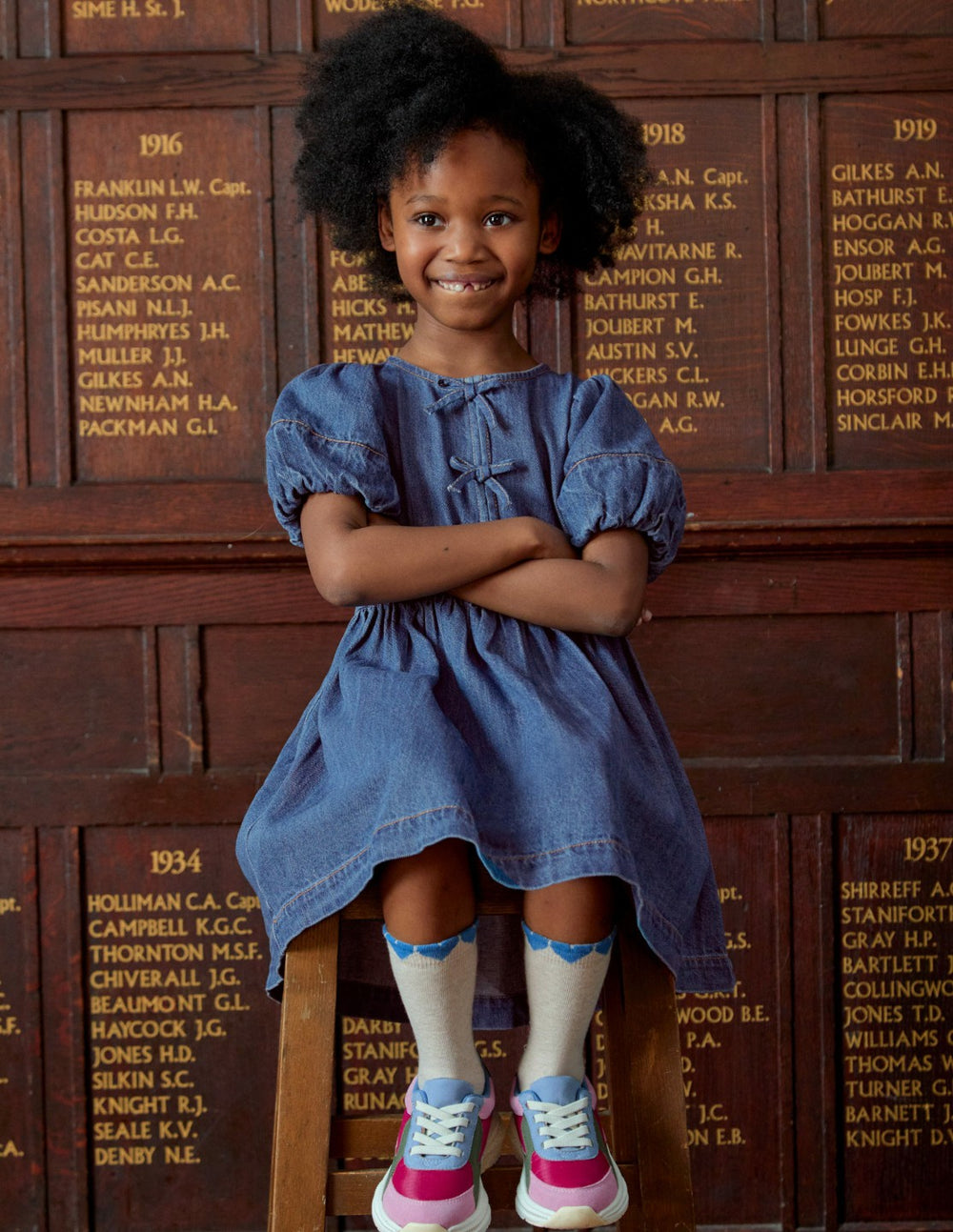 Bow Front Woven Dress-Mid Vintage Denim / Boden Online