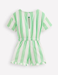 Relaxed Towelling Playsuit-Pale Green Stripe / Boden Discount