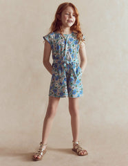 Tie Waist Woven Playsuit-Blue Floral / Boden Sale