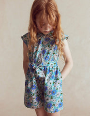 Tie Waist Woven Playsuit-Blue Floral / Boden Sale