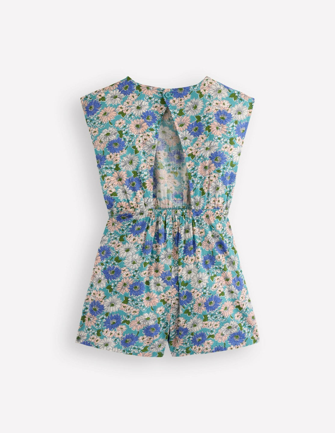 Tie Waist Woven Playsuit-Blue Floral / Boden Sale