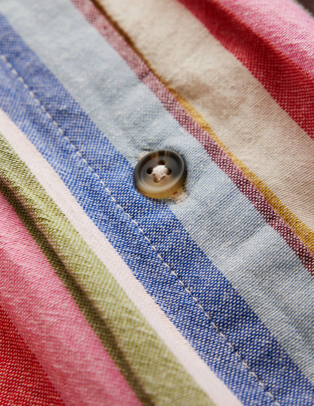 Remy Button Through Dress-Pink/ Green Multistripe / Boden Online