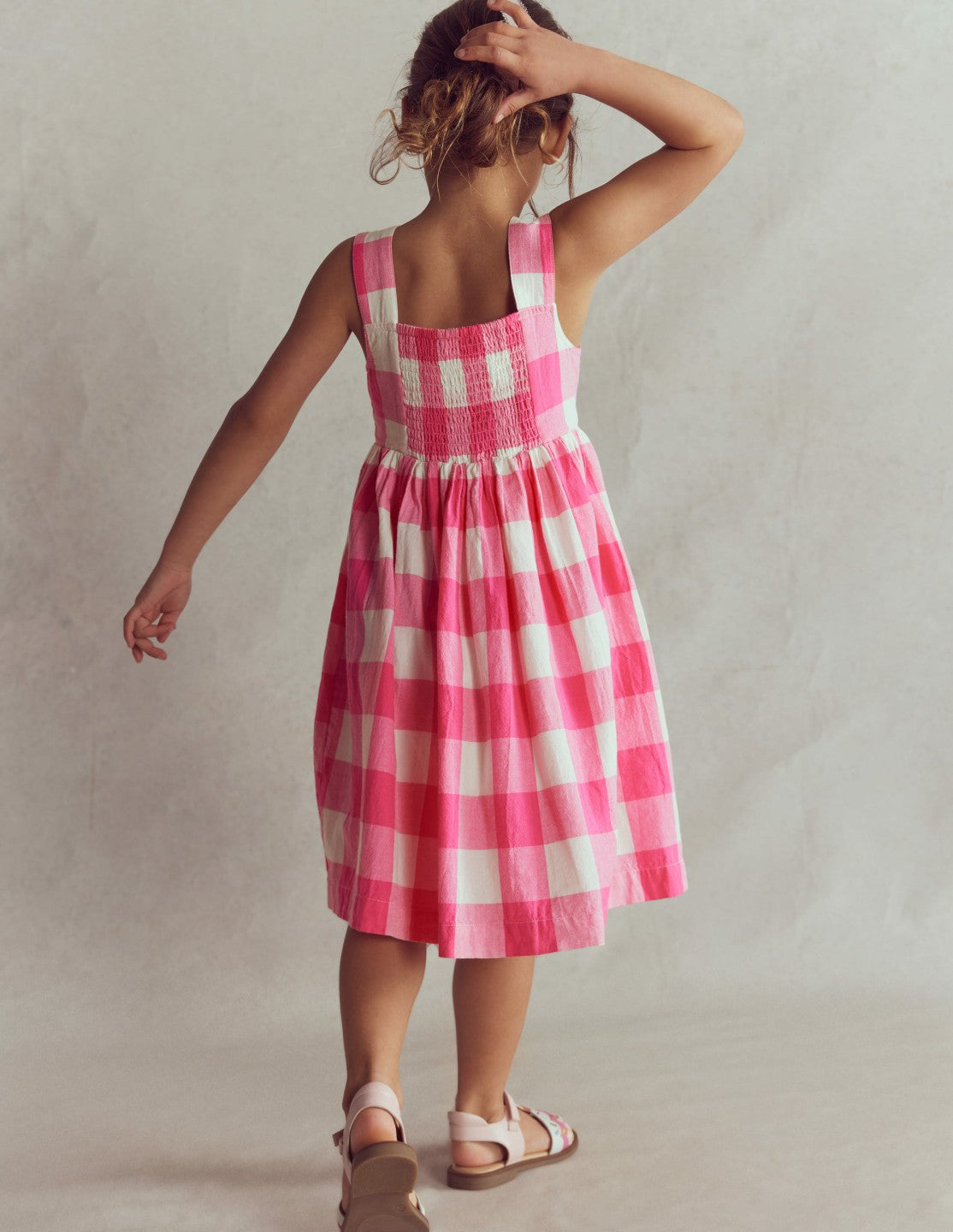 Remy Button Through Dress-Pink Punch Gingham / Boden Discount
