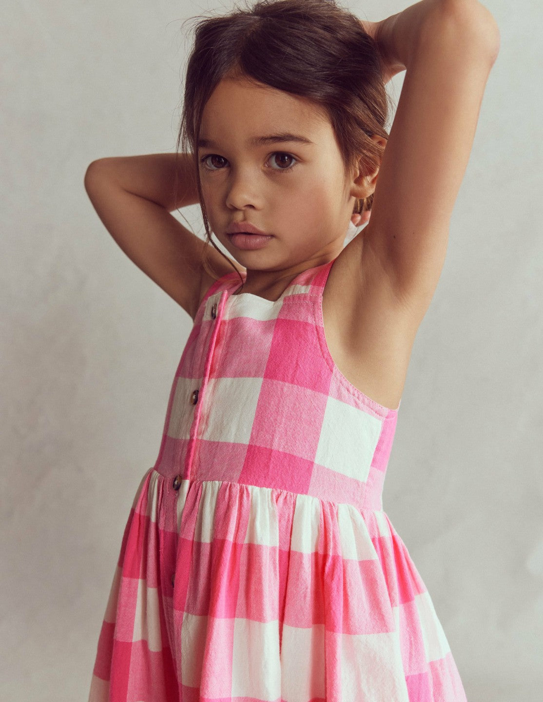 Remy Button Through Dress-Pink Punch Gingham / Boden Discount