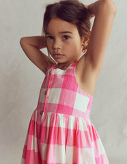 Remy Button Through Dress-Pink Punch Gingham / Boden Discount