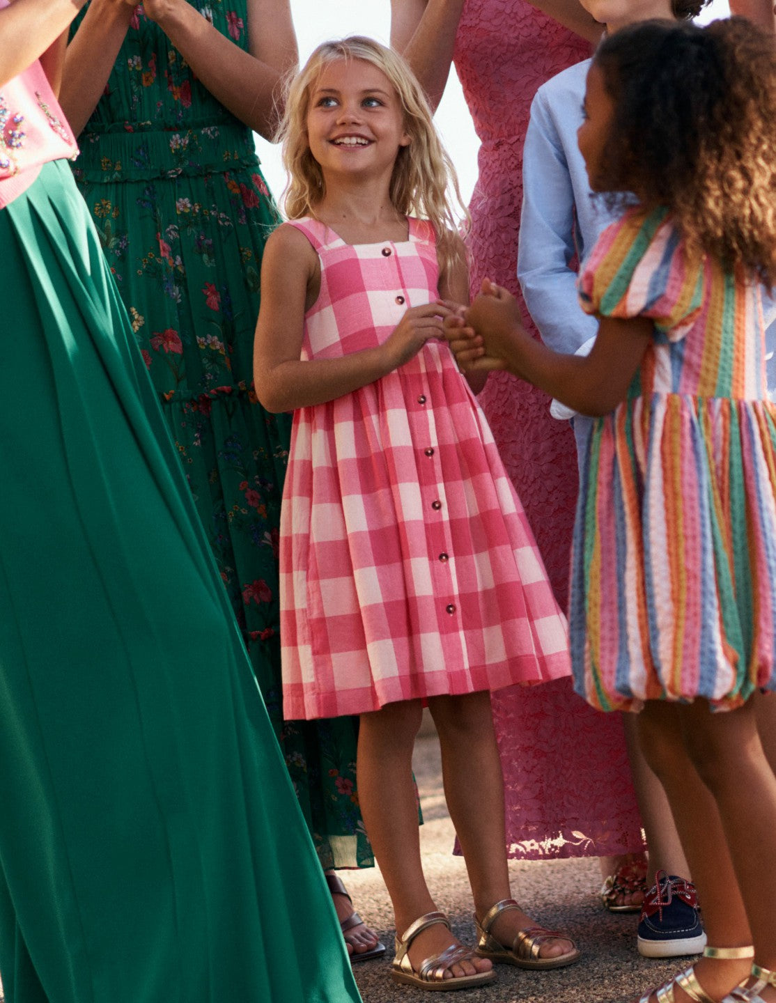 Remy Button Through Dress-Pink Punch Gingham / Boden Discount