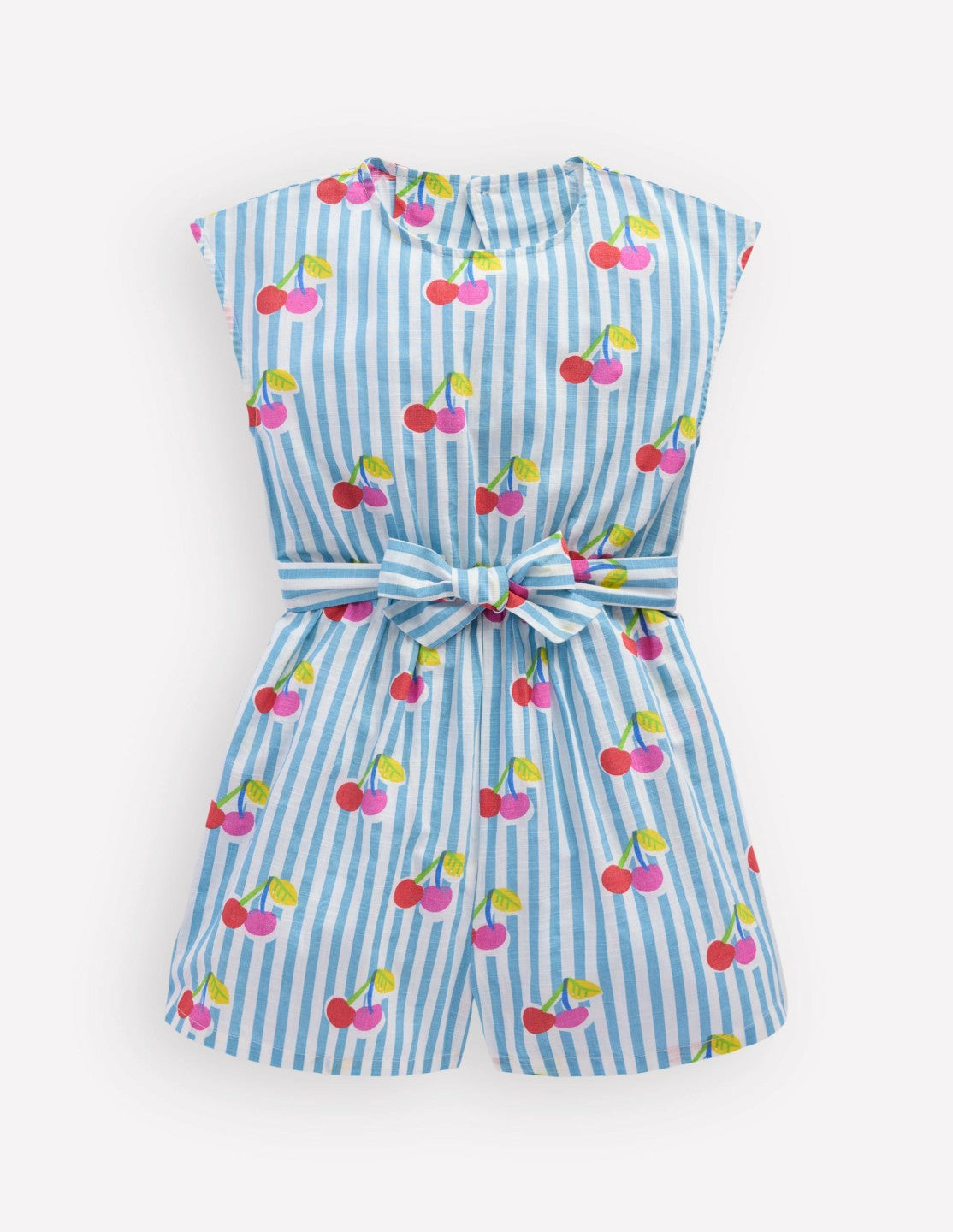 Tie Waist Woven Playsuit-Blue Cherry Stripe / Boden Sale