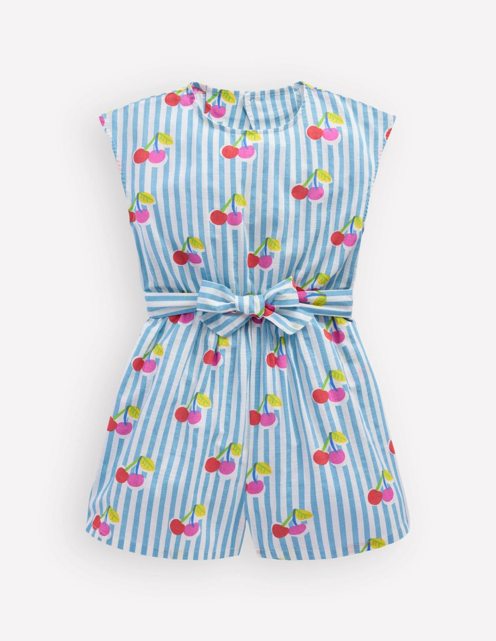 Tie Waist Woven Playsuit-Blue Cherry Stripe / Boden Sale