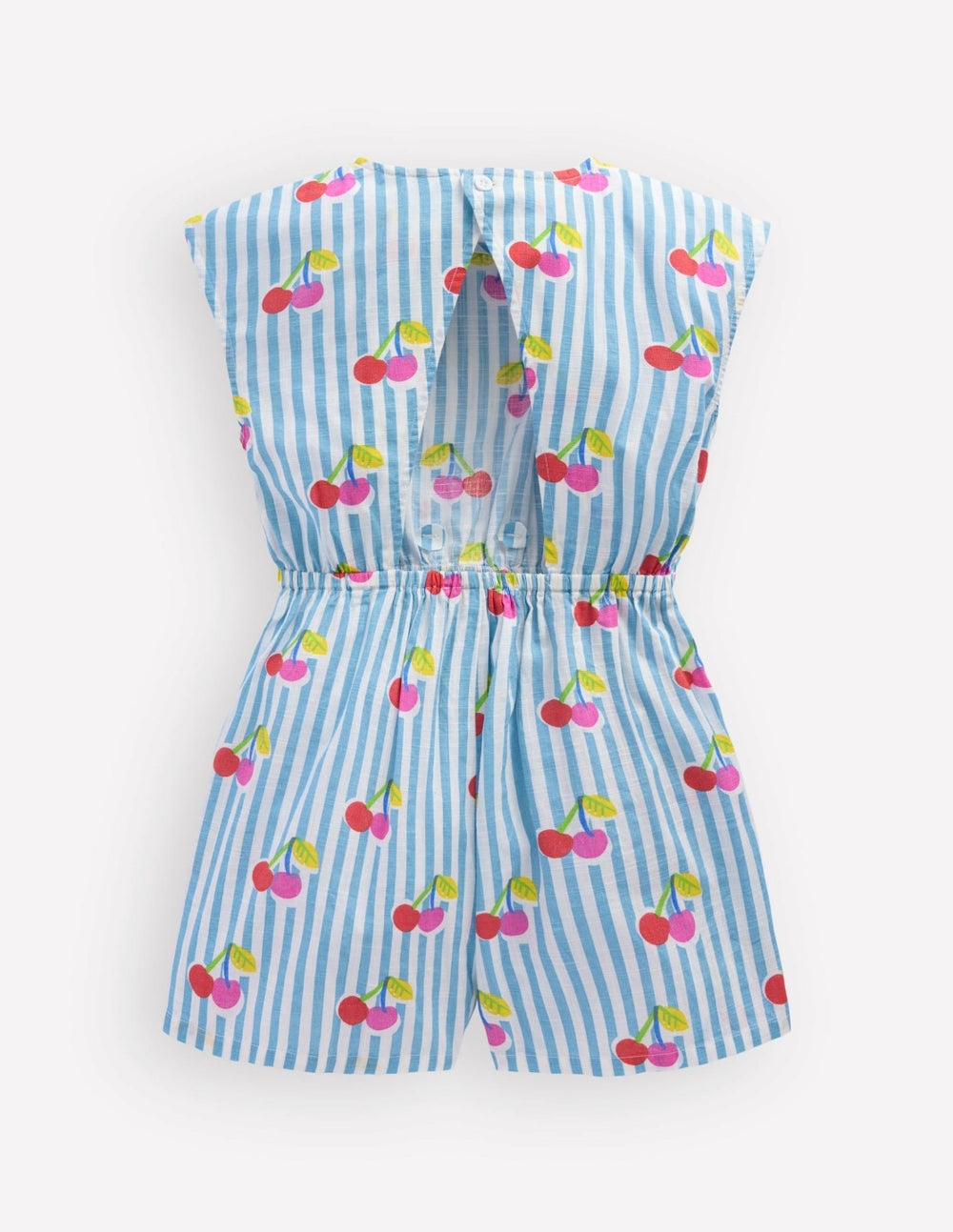 Tie Waist Woven Playsuit-Blue Cherry Stripe / Boden Sale