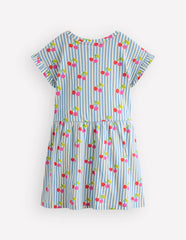 Jersey T-Shirt Dress-Blue Cherry Stripe / Boden Discount