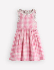 Harlow Logo Dress-Spring Blossom Gingham Sunray / Boden On sale