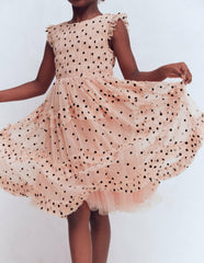 Tulle Ruffle Occasion Dress-Rose Smoke Flock Spot / Boden