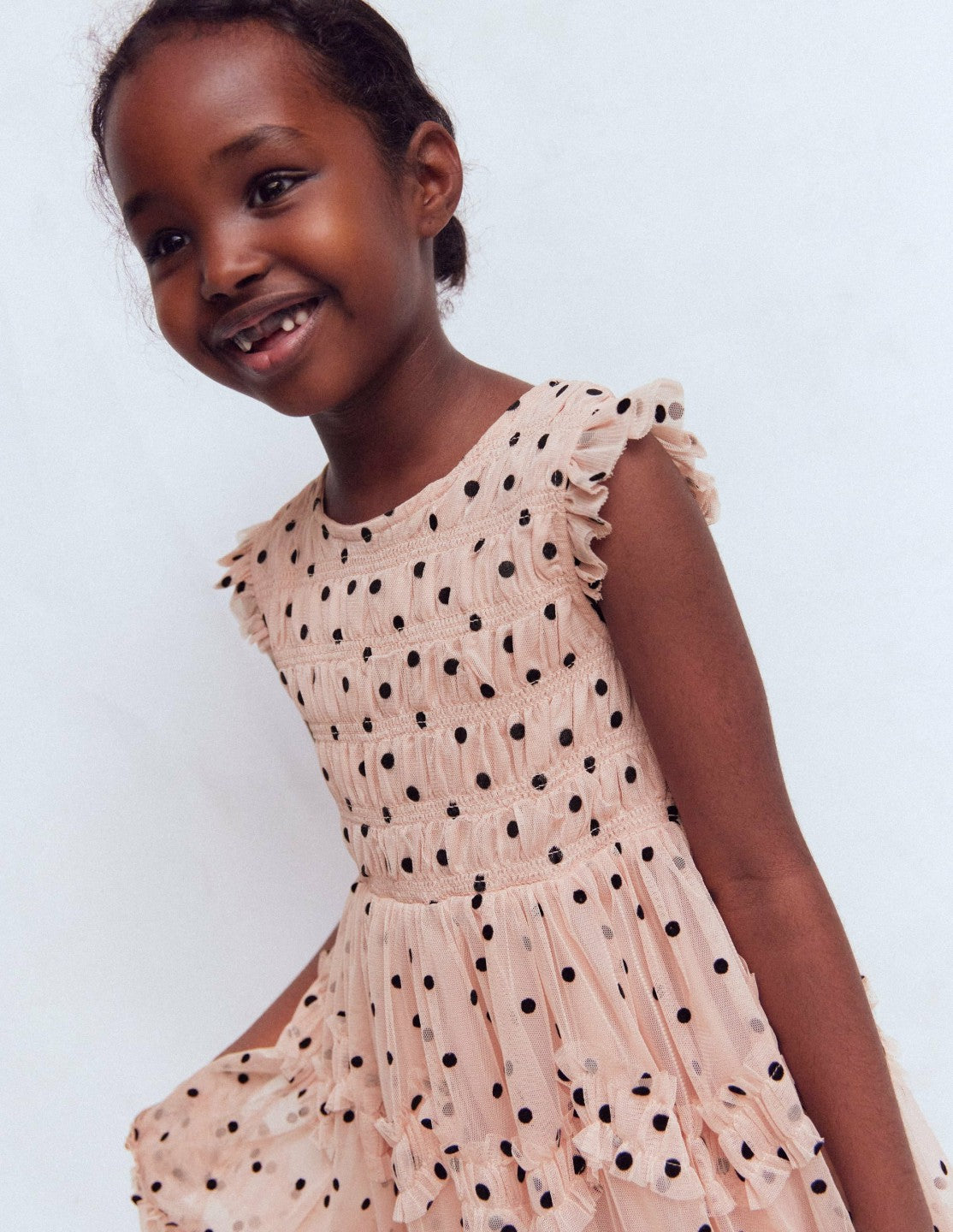 Tulle Ruffle Occasion Dress-Rose Smoke Flock Spot / Boden