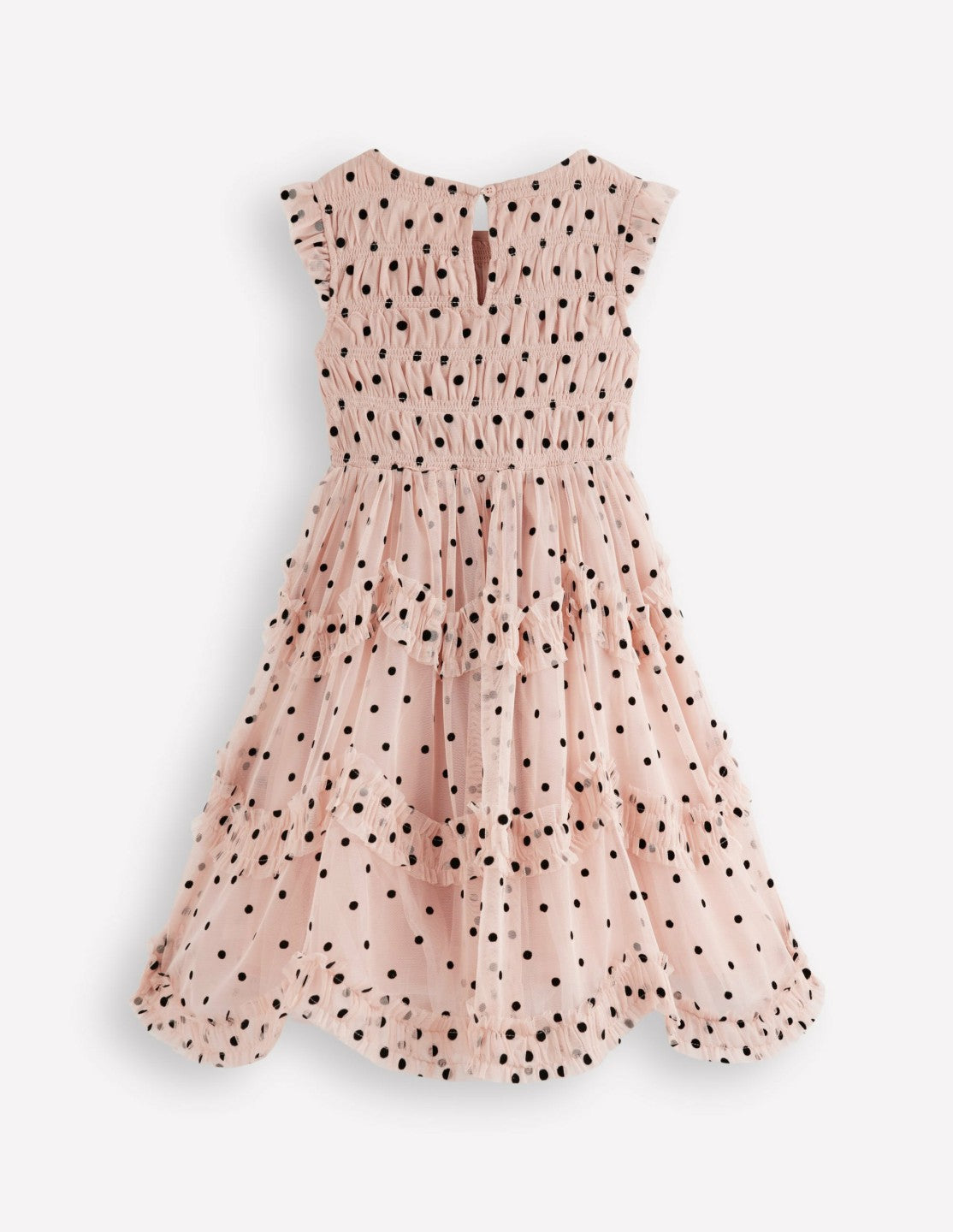 Tulle Ruffle Occasion Dress-Rose Smoke Flock Spot / Boden