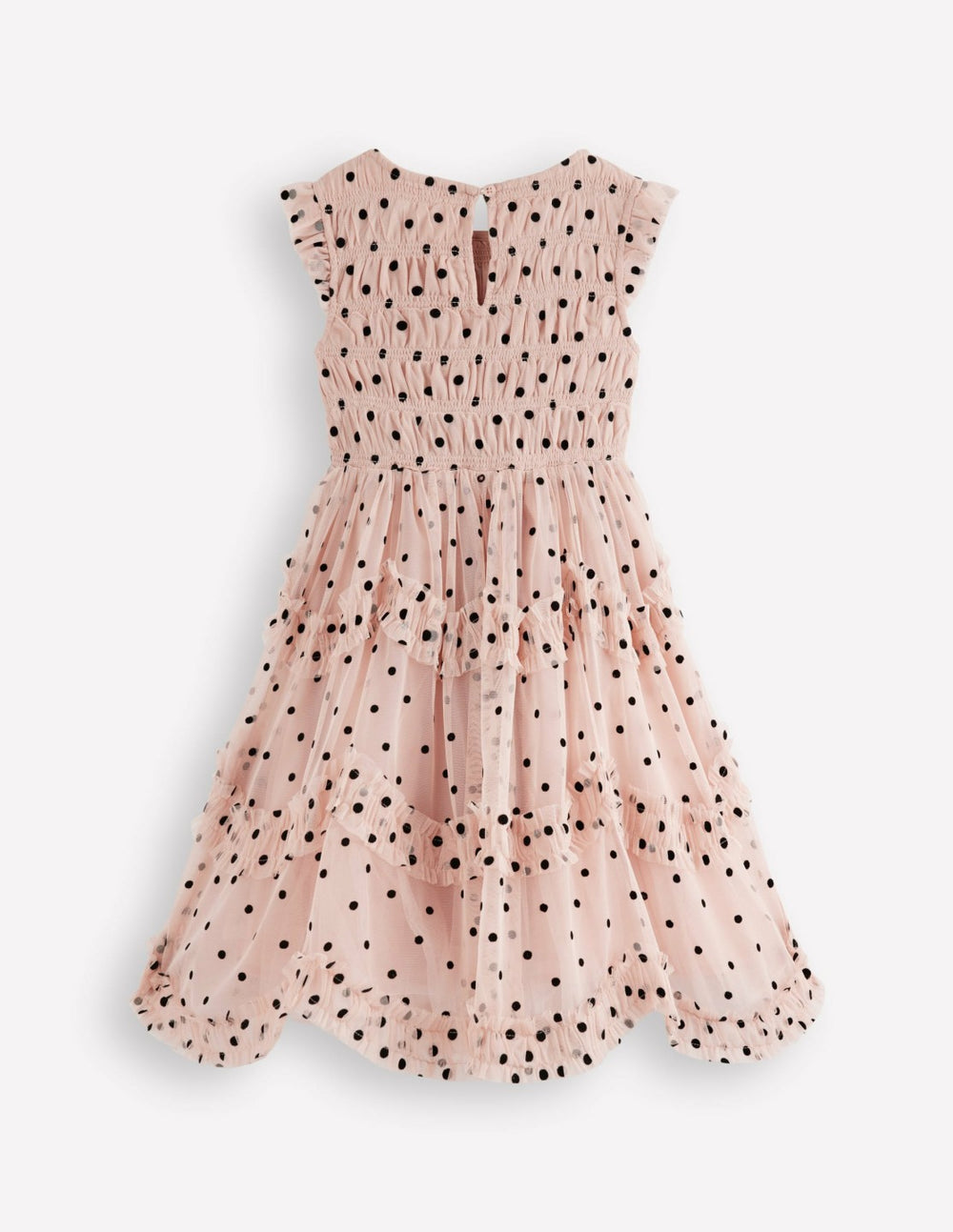 Tulle Ruffle Occasion Dress-Rose Smoke Flock Spot / Boden