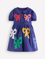 Appliqué Bow Shirt Dress-Starboard Blue Bows / Boden Discount