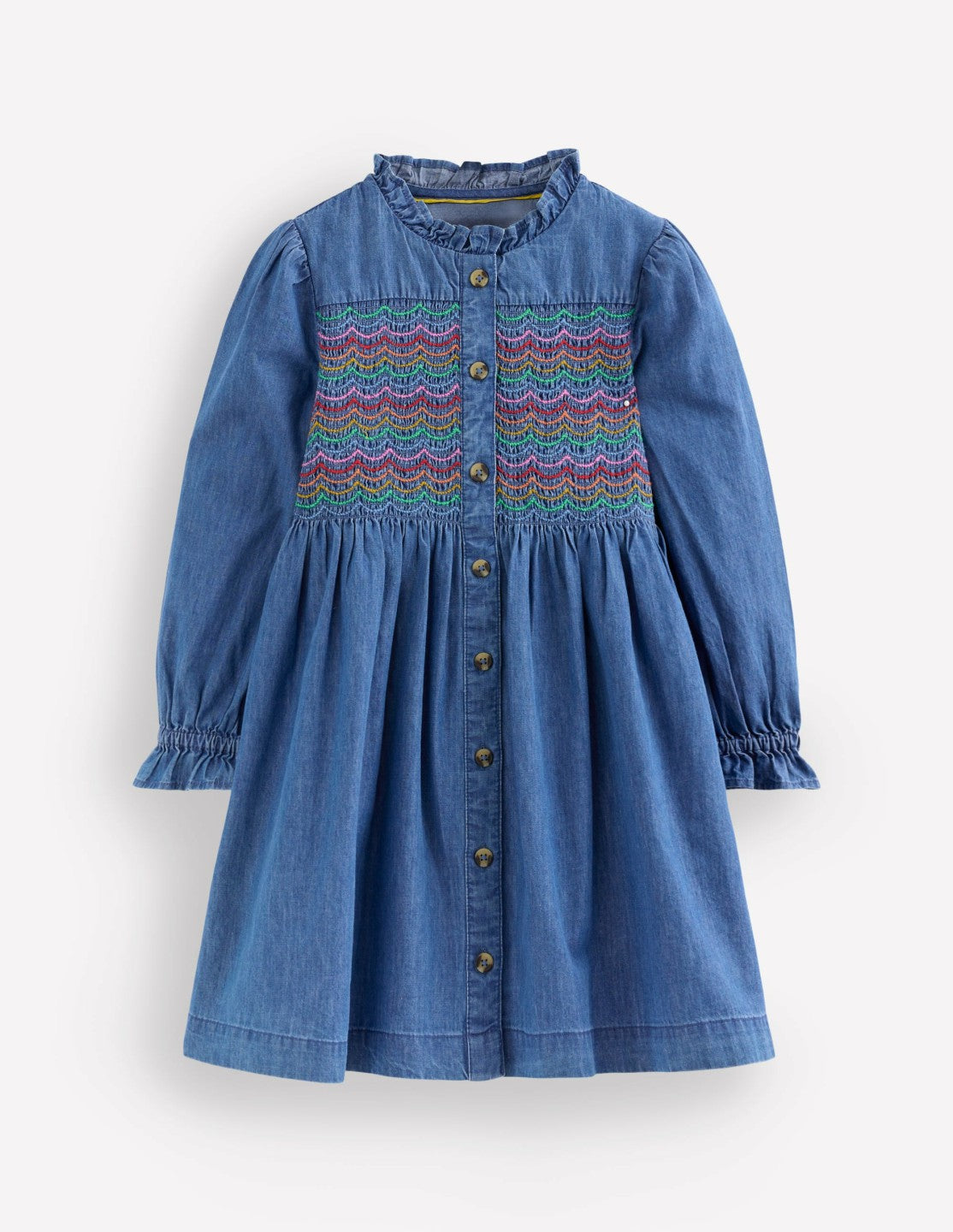 Suki Long Sleeve Smocked Dress-Mid Vintage Denim / Boden Sale