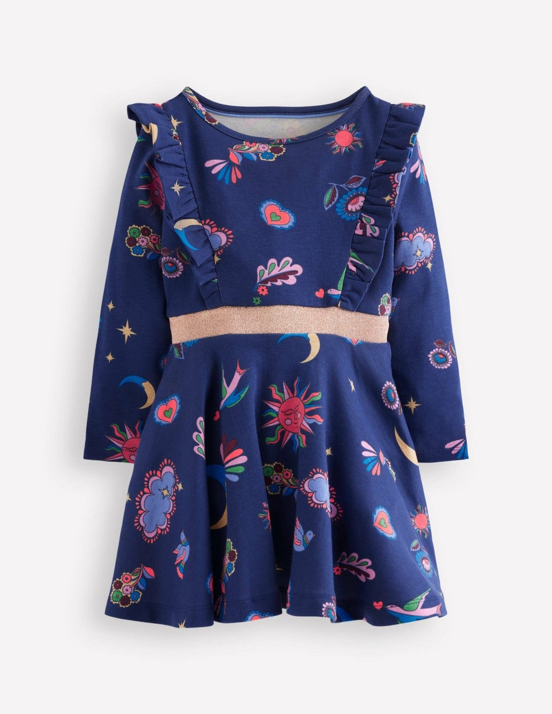 Cora Twirly Jersey Dress-College Navy Paisley Sky / Boden Online