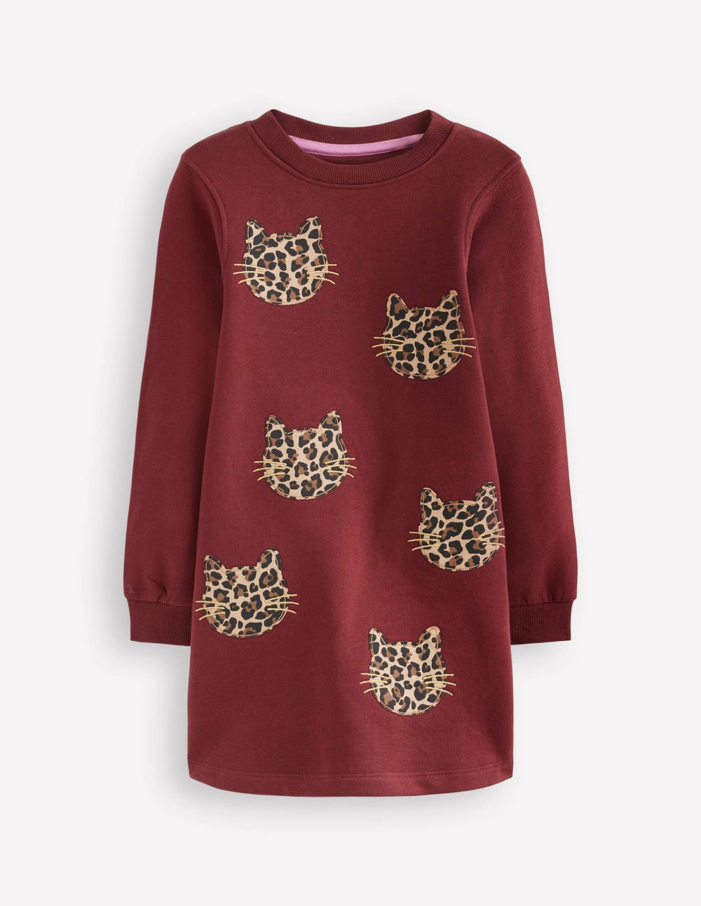 Ida Sweatshirt Appliqué Dress-Chestnut Cat Faces / Boden Outlet