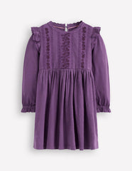Lace Trim Jersey Dress-Mystical Purple / Boden
