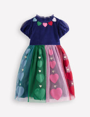 Velvet Tulle Occasion Dress-College Navy Hearts / Boden Outlet