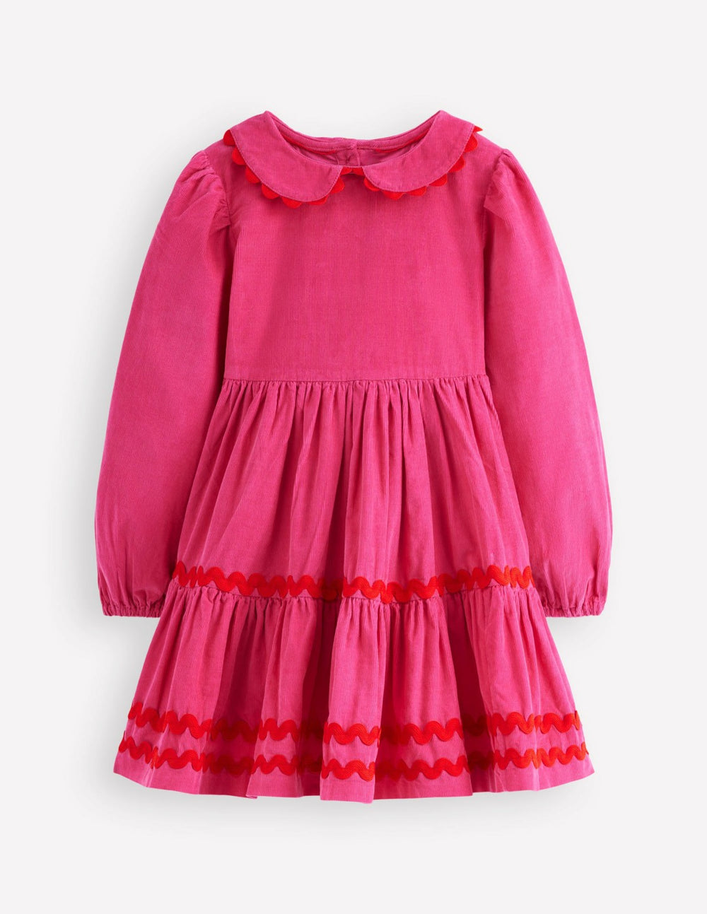 Cord Ric Rac Trim Dress-Raspberry Pink / Boden