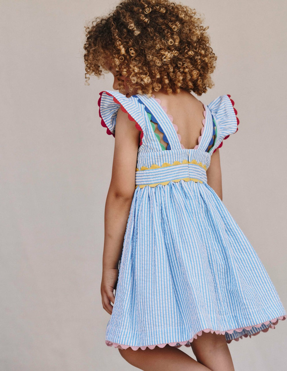 Ric Rac Trim Flutter Dress-Sapphire Blue Stripe / Boden Discount