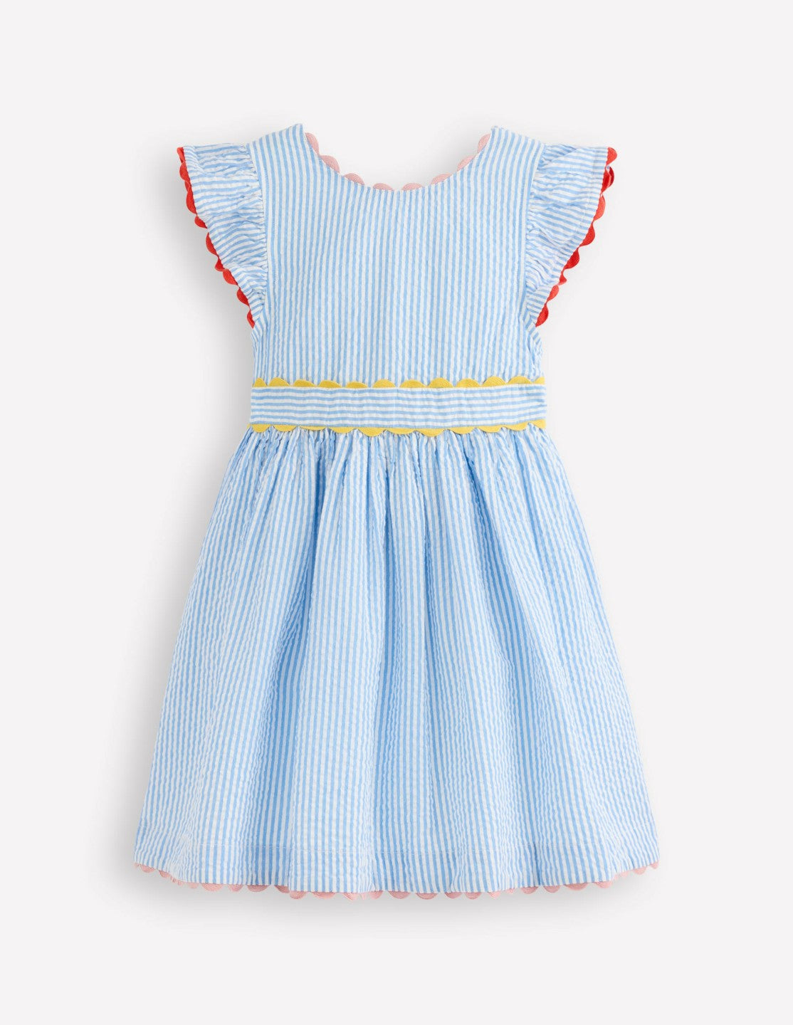Ric Rac Trim Flutter Dress-Sapphire Blue Stripe / Boden Discount