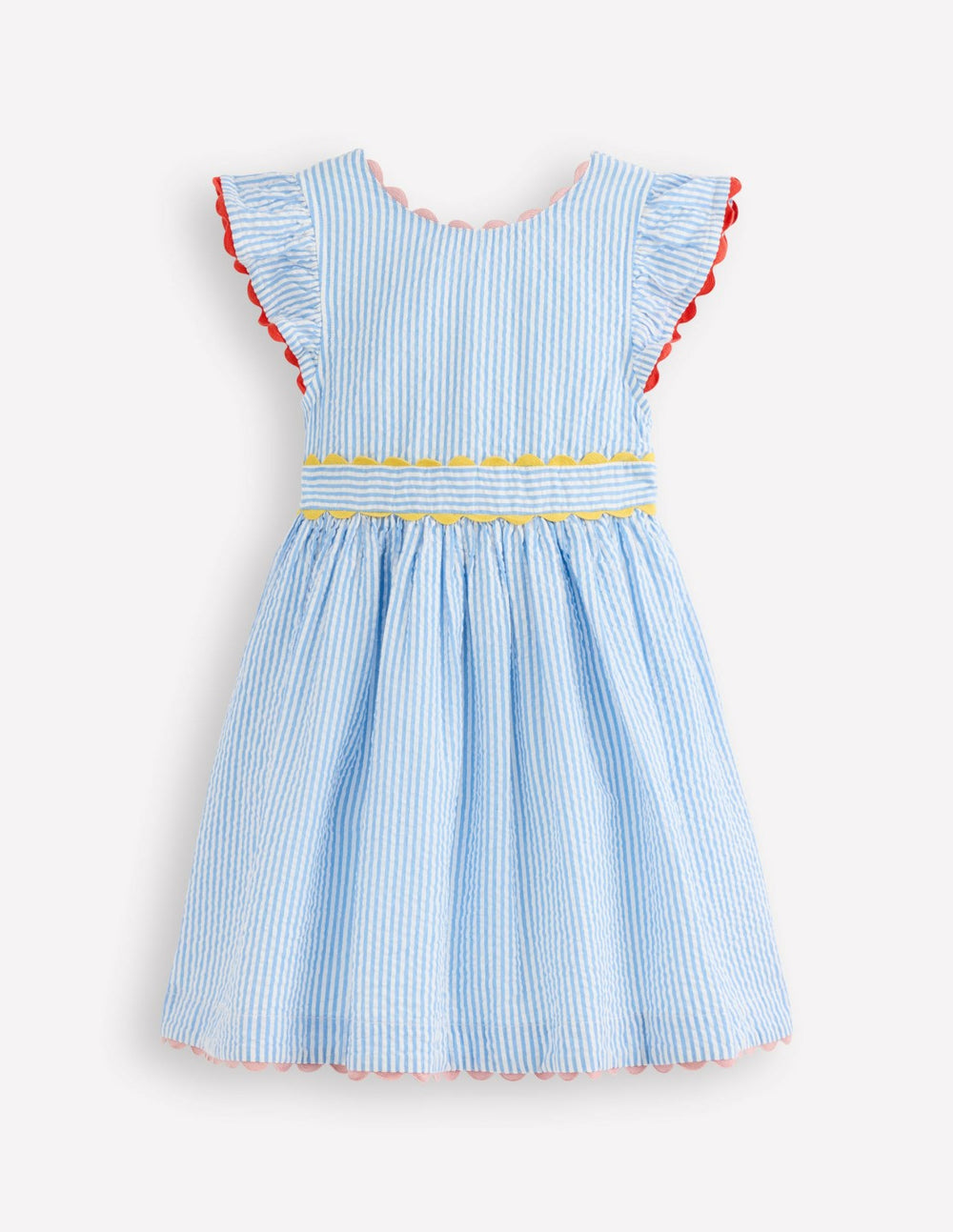 Ric Rac Trim Flutter Dress-Sapphire Blue Stripe / Boden Discount