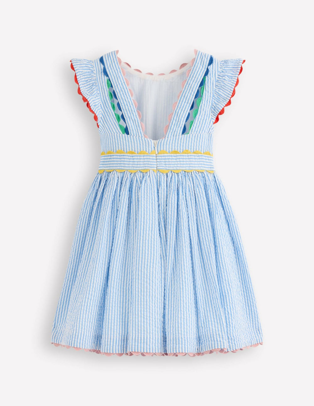 Ric Rac Trim Flutter Dress-Sapphire Blue Stripe / Boden Discount