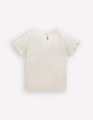 Pretty Frill T-shirt-Ivory Printed Collar / Boden On sale