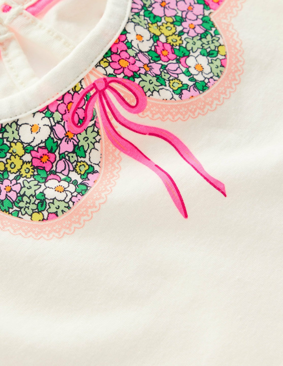 Pretty Frill T-shirt-Ivory Printed Collar / Boden On sale