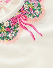 Pretty Frill T-shirt-Ivory Printed Collar / Boden On sale