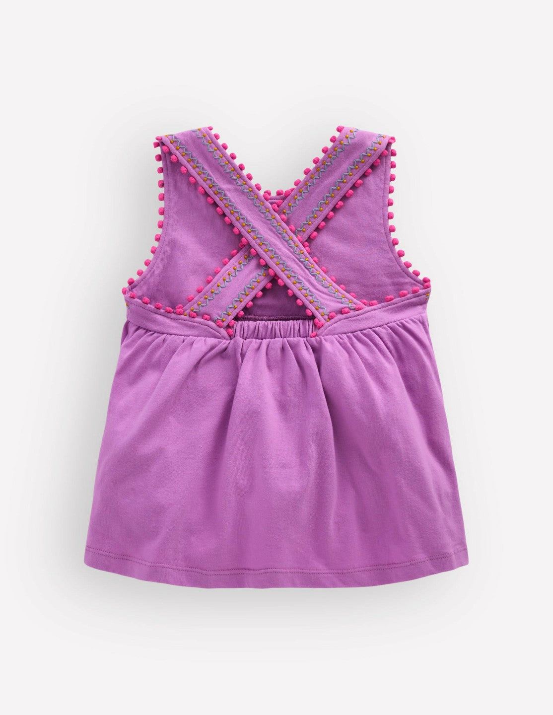 Cross-Back Pom Trim Top-Chalky Violet / Boden us